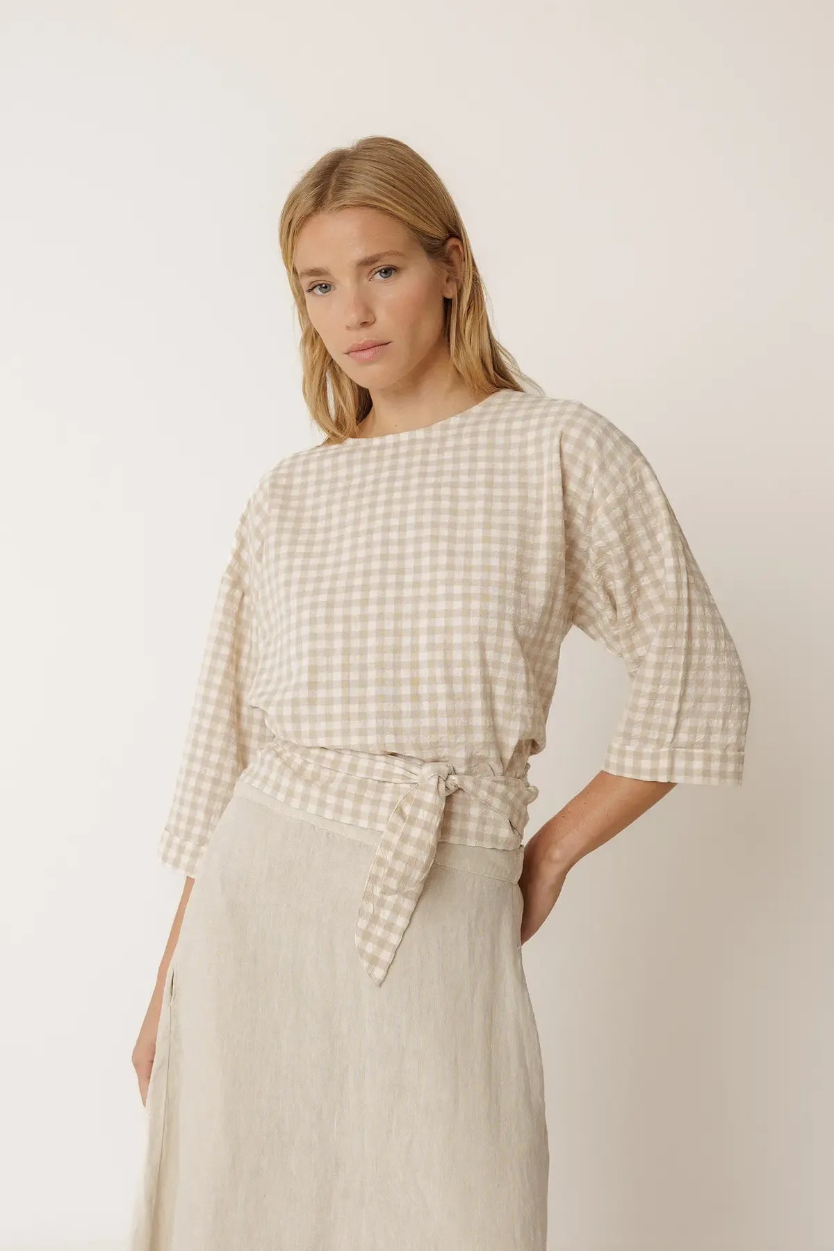 Camisa vichy con lazada DINA