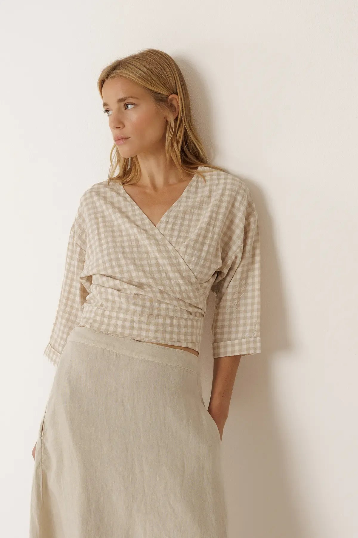 Camisa vichy con lazada DINA