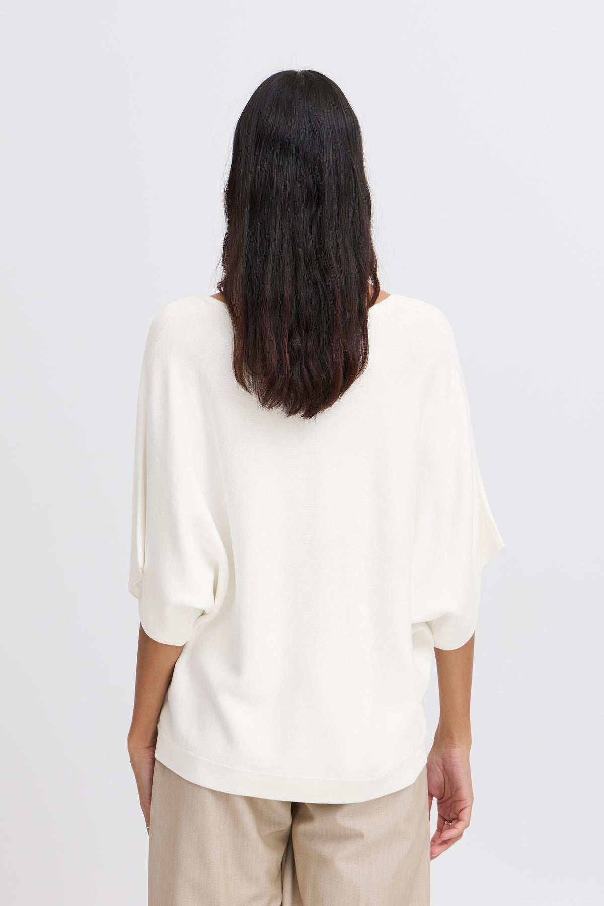 Jersey holgado cuello pico BIANCA crudo