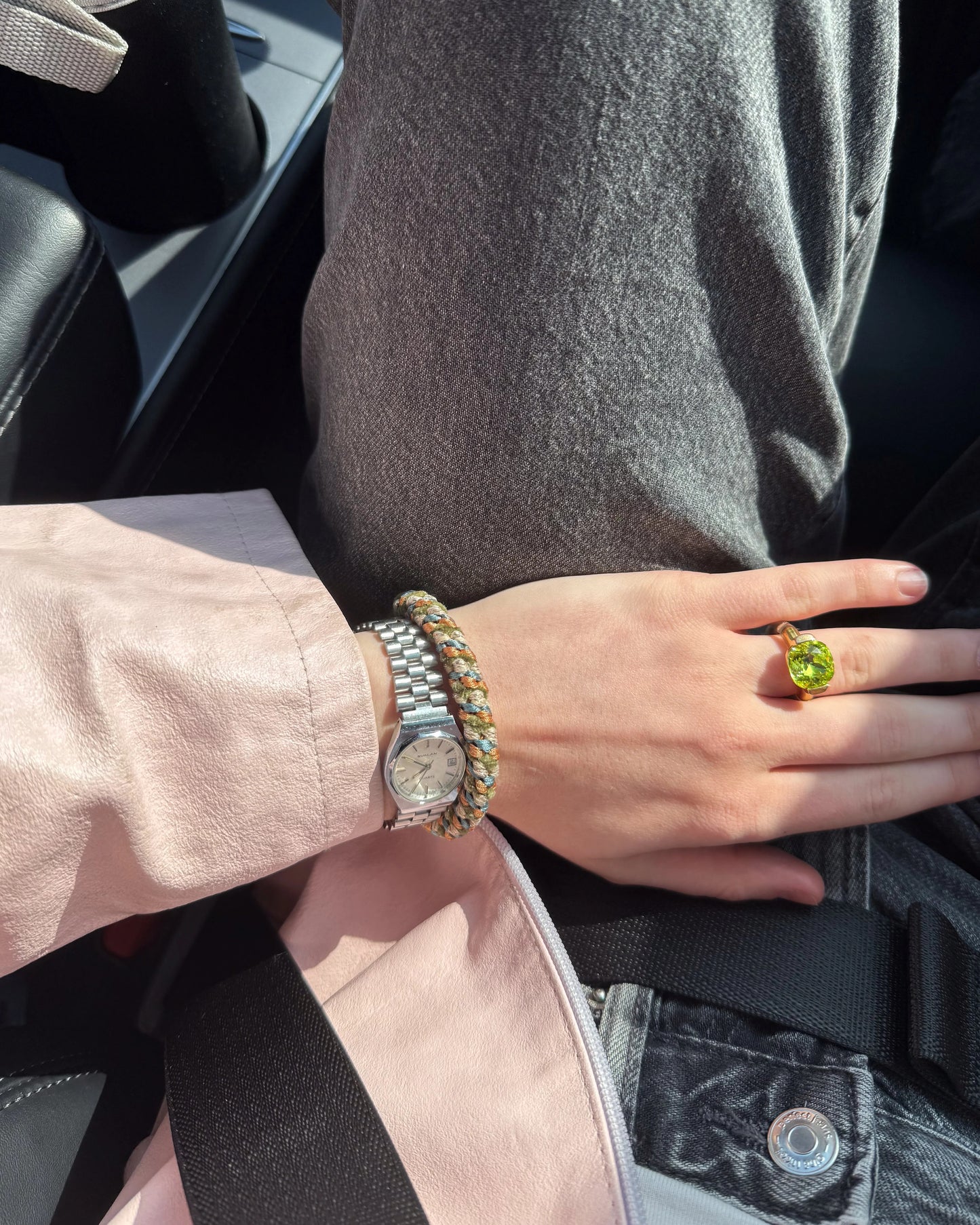 Goma de pelo KKNEKKI mix green beige glitter