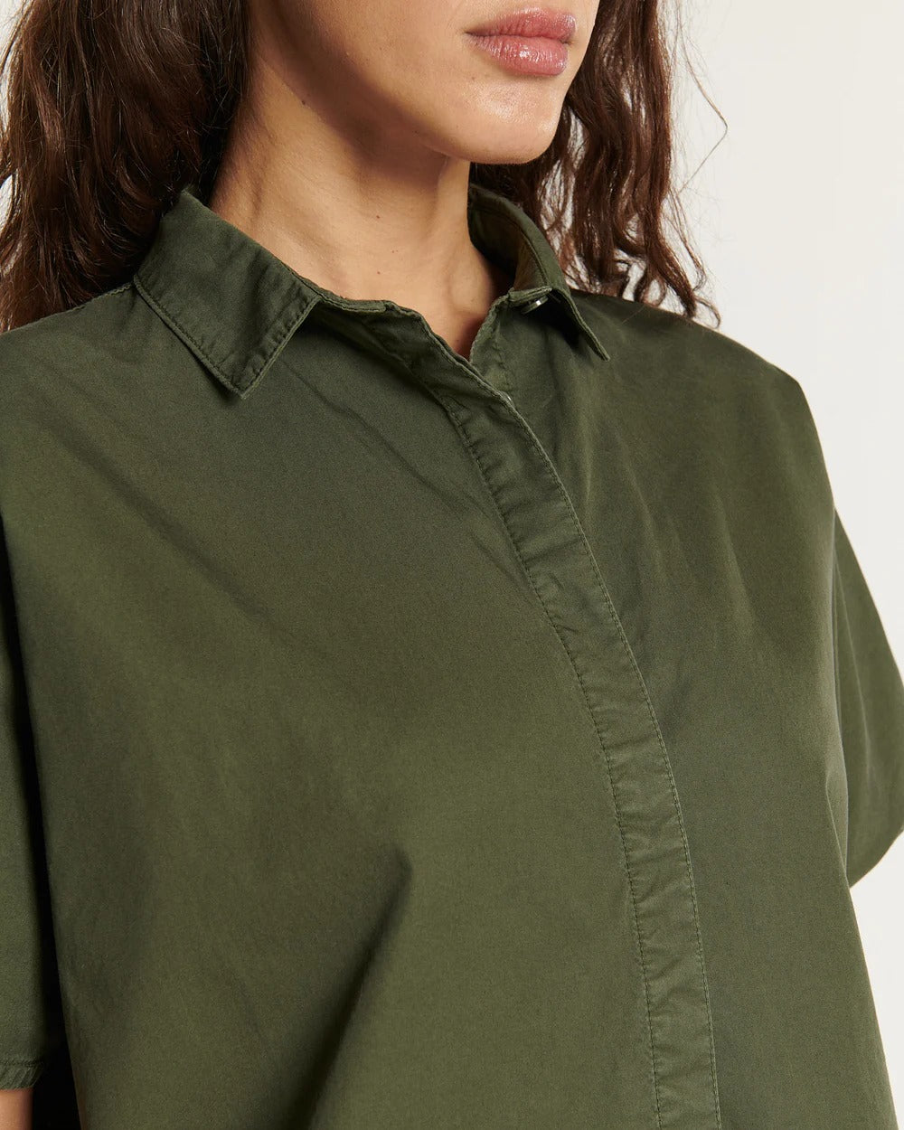 Camisa corta popeline kaki DONTA