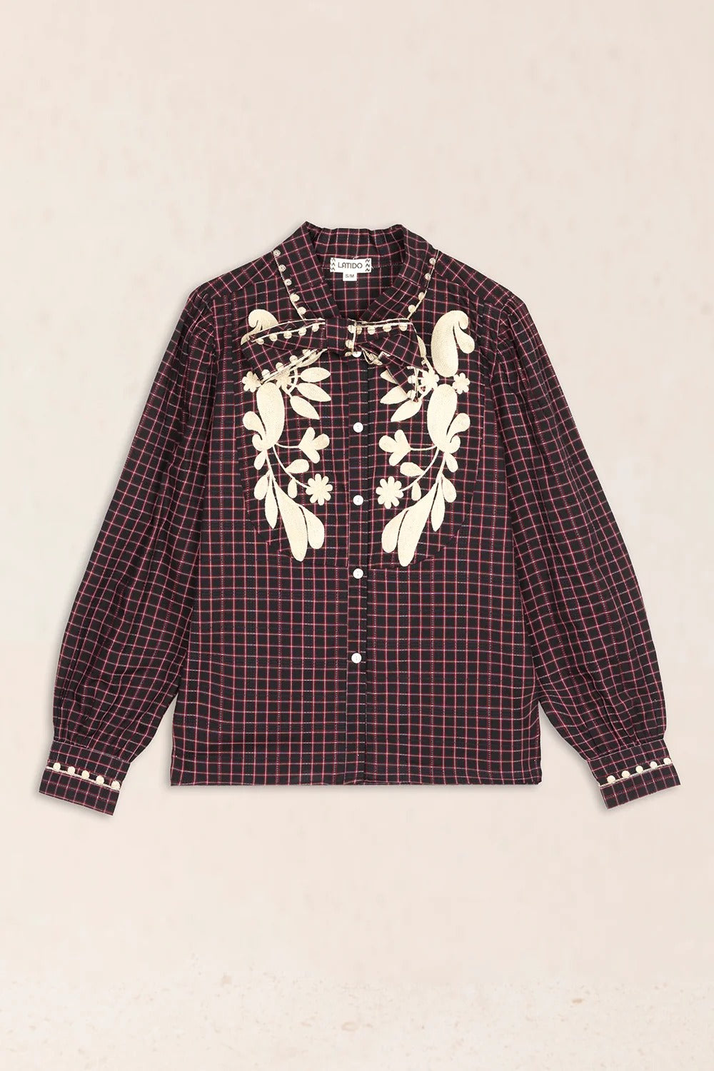 Camisa bordada en beige LATAM