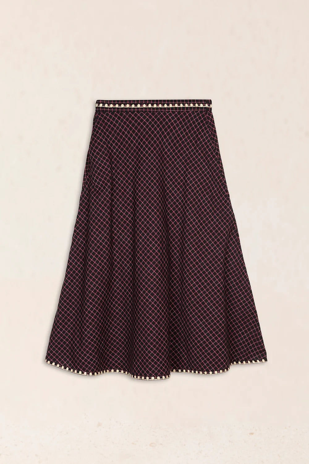 Falda midi bordado beige LATAM