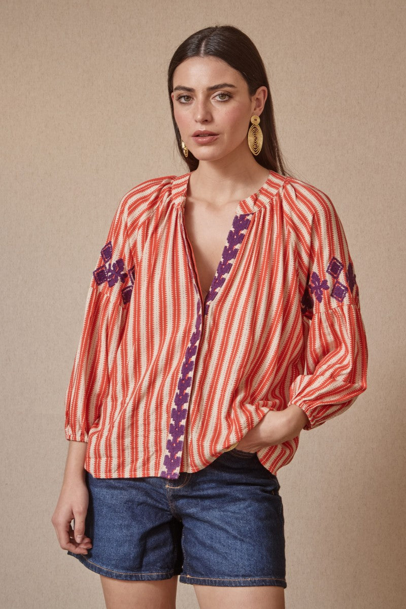 Blusa rayas naranja LIDIA