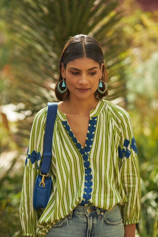 Blusa rayas verde LIDIA