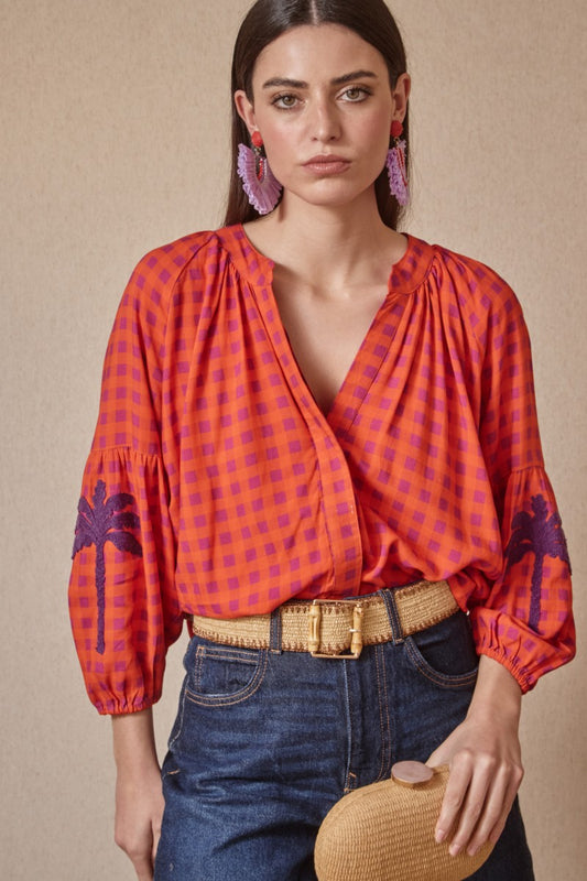 Blusa vichy rojo LAURA