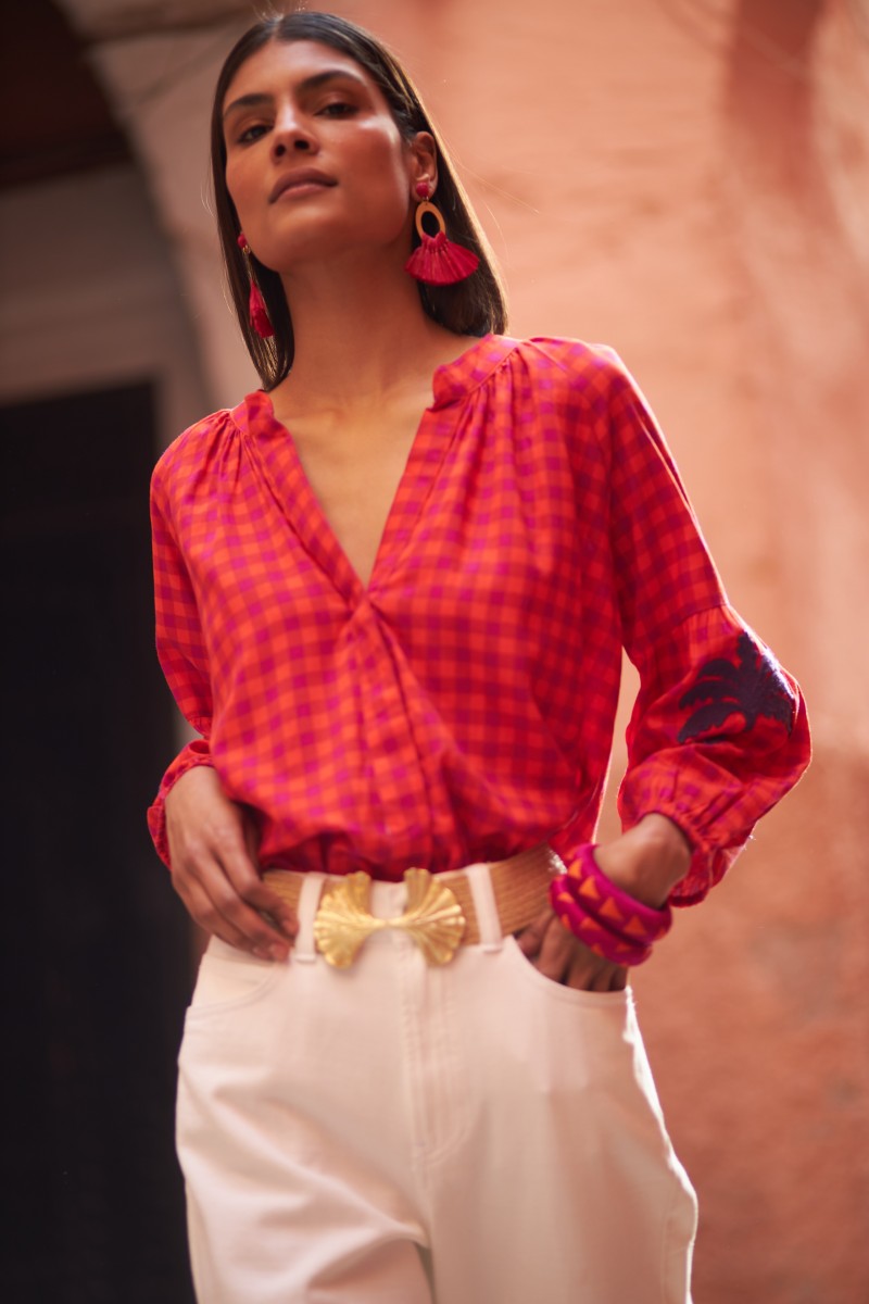 Blusa vichy rojo LAURA