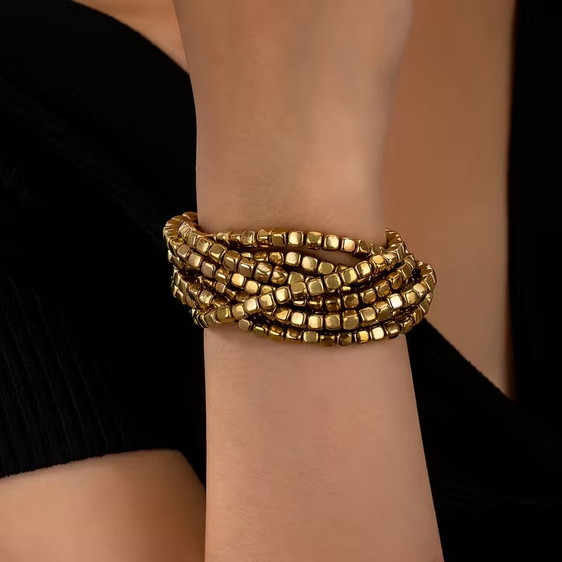 Pulsera elástica dorada BÉLINE