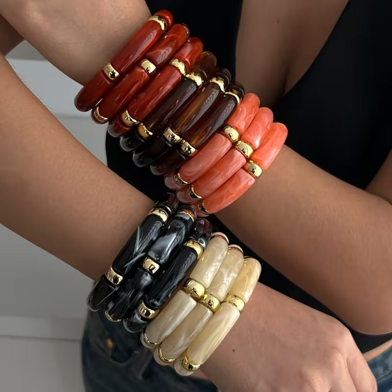 Pulsera elástica de acrílico BAMBÚ
