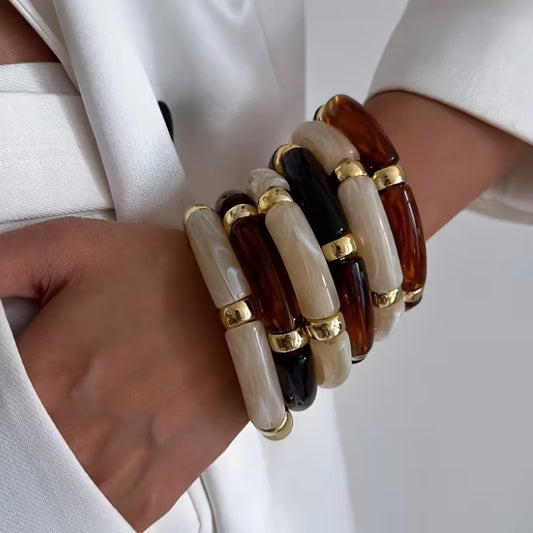 Pulsera elástica de acrílico BAMBÚ