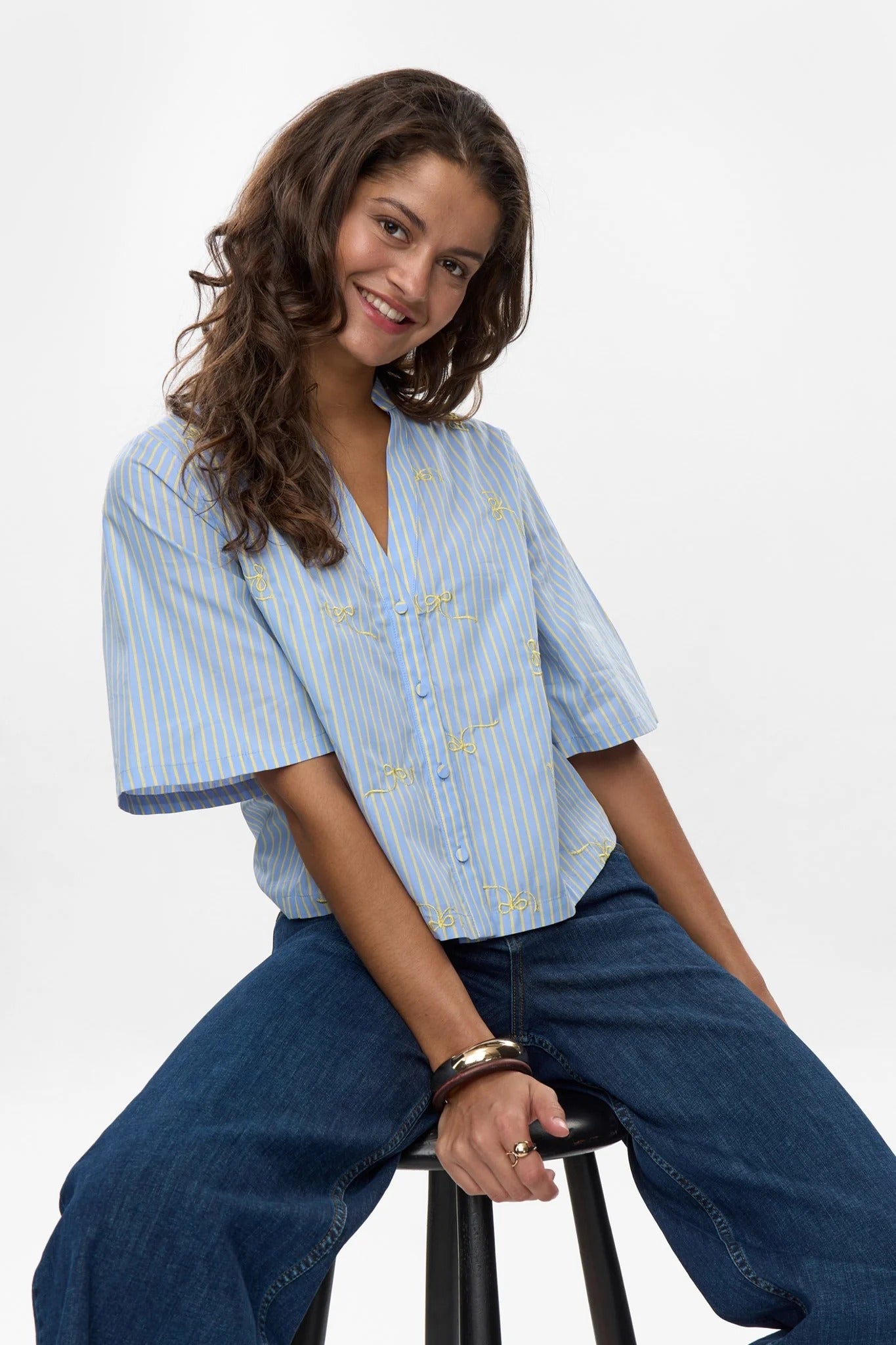 Camisa cropped bordados DELANIE