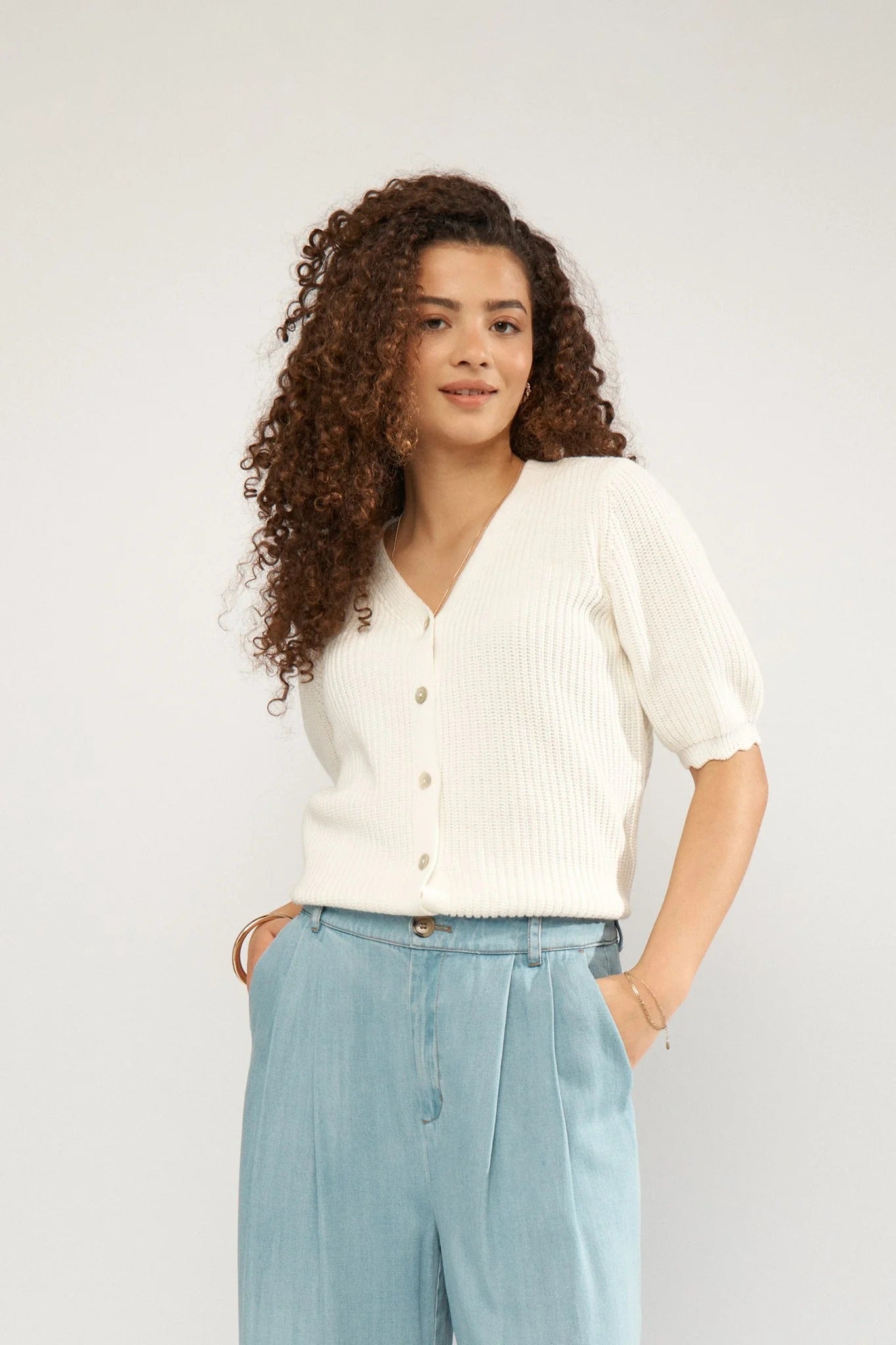 Cardigan de punto manga corta DARLEY