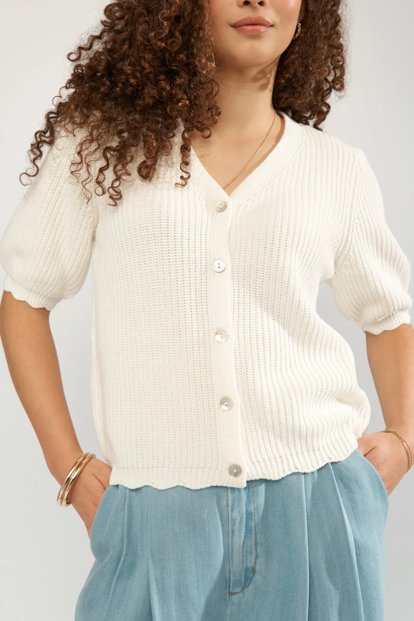Cardigan de punto manga corta DARLEY