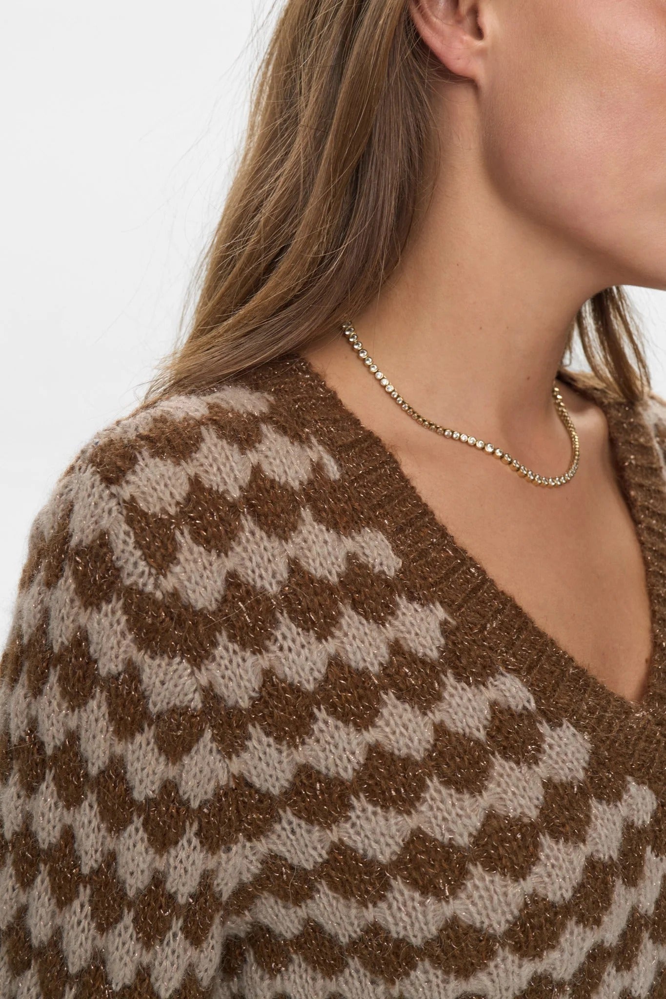 Jersey geométrico marrón BILMA