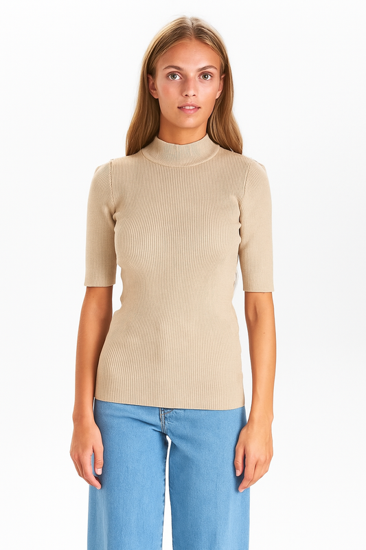 Jersey de canalé beige BEA