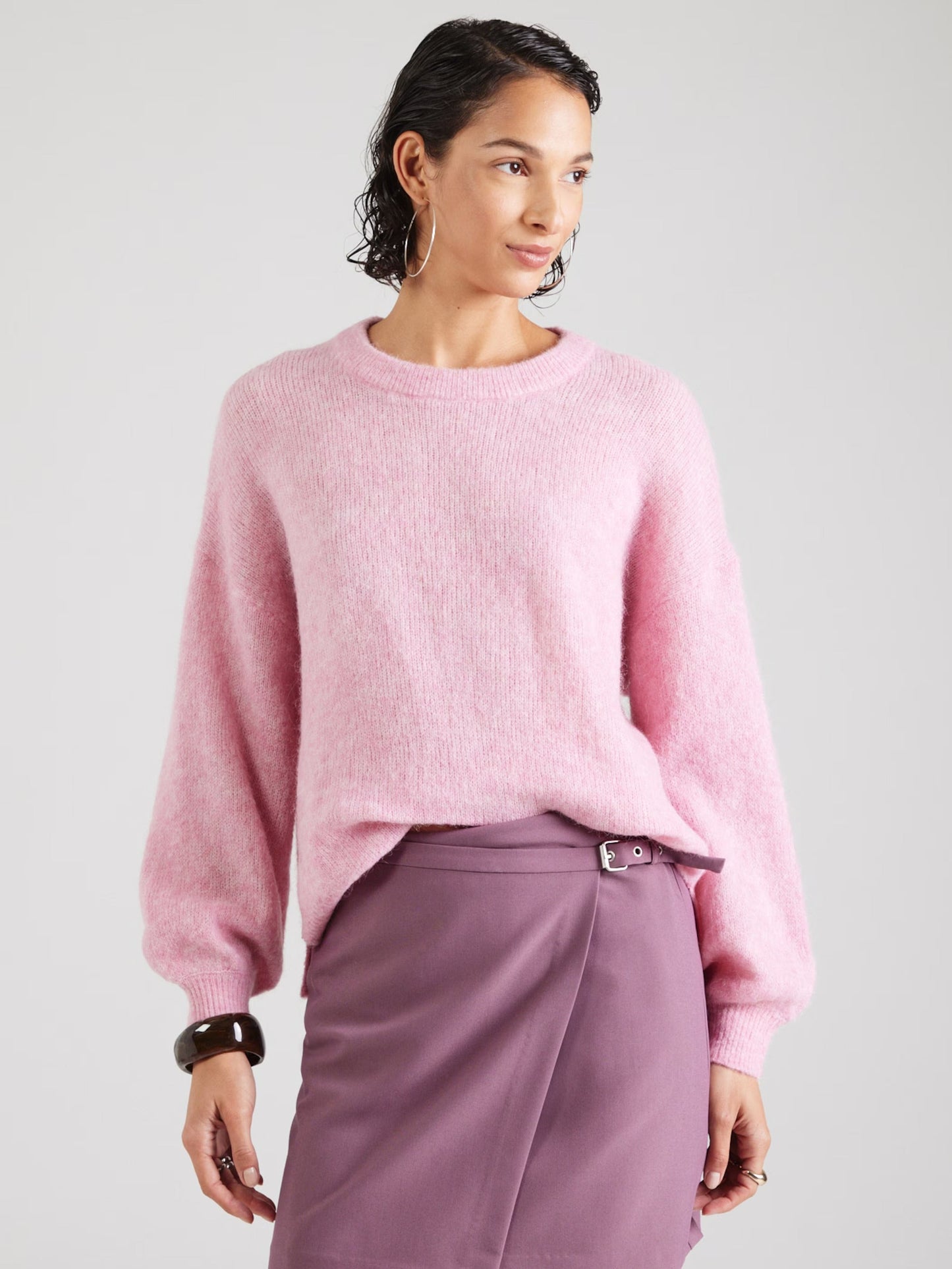 Jersey rosa mélange cuello redondo BASIA