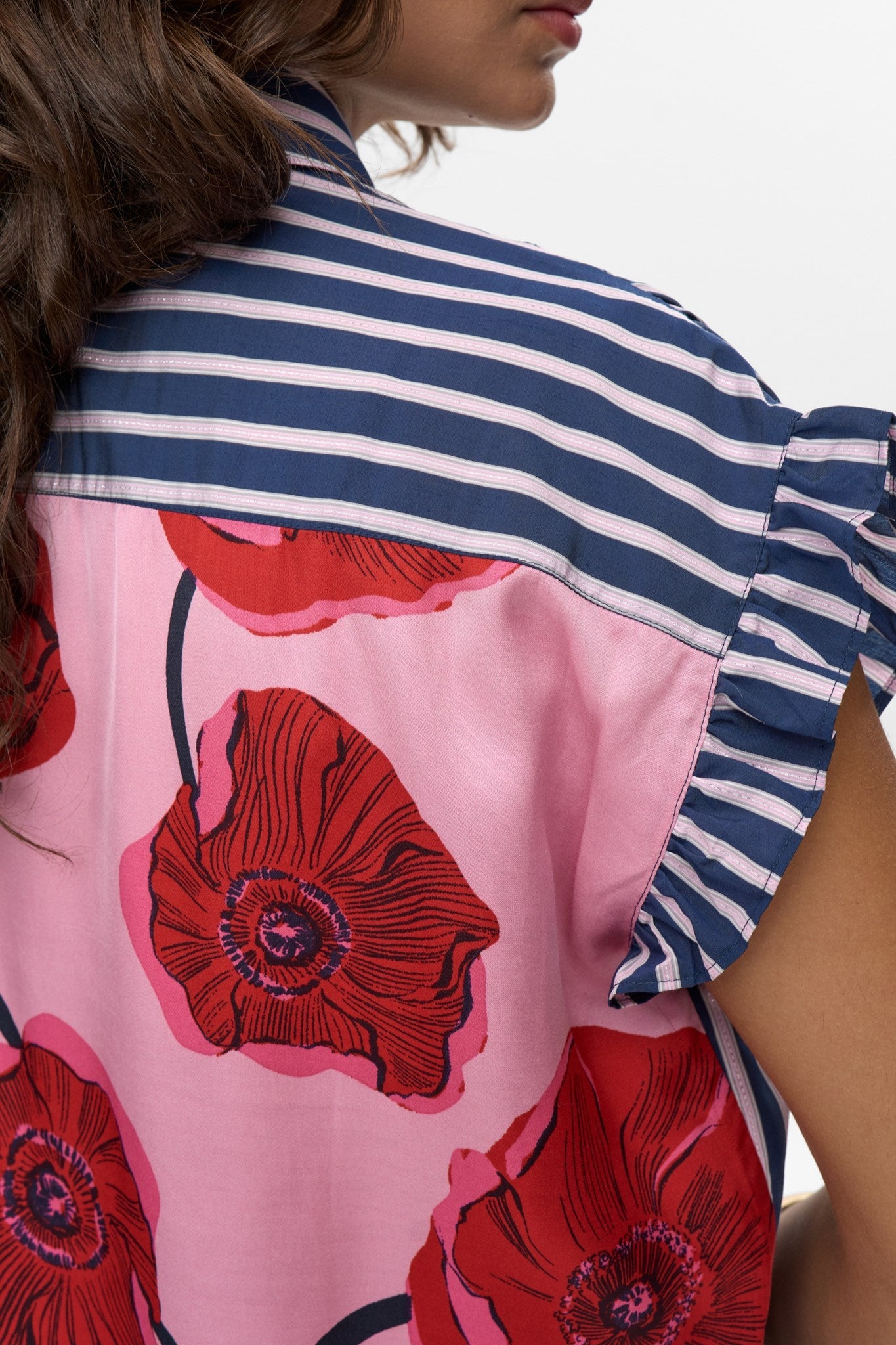 Camisa de rayas con estampado floral JOANNA