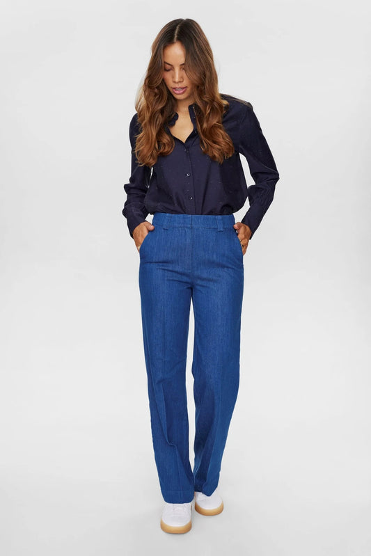Pantalón sastre denim medium blue DALETTA