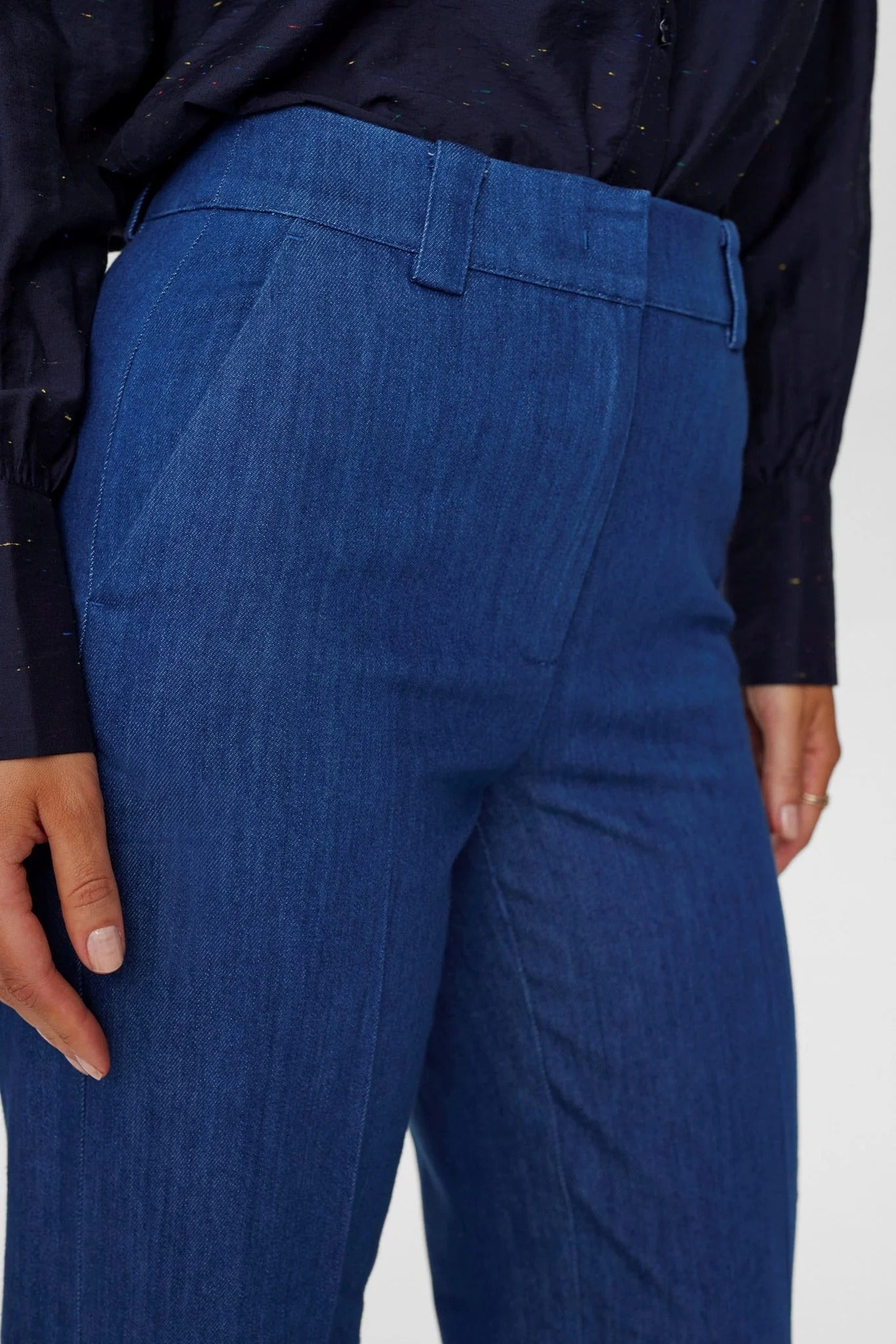 Pantalón sastre denim medium blue DALETTA