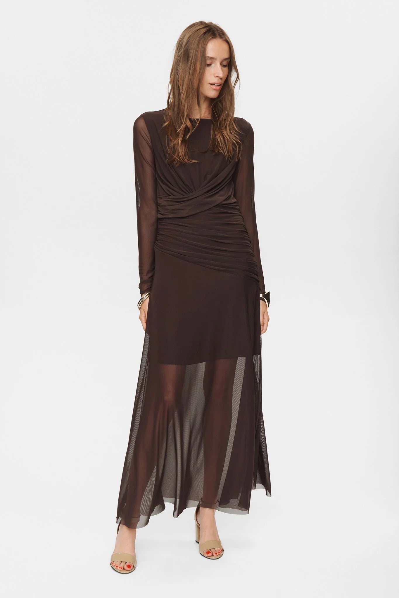 Vestido drapeado de gasa elástica GIGI