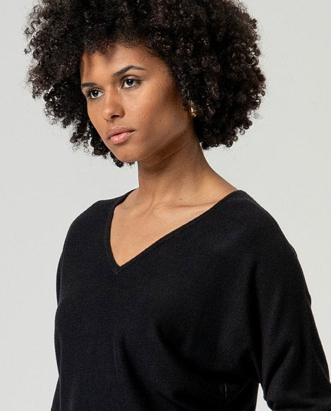 Jersey cuello pico negro DARIA