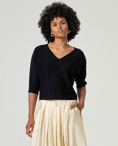 Jersey cuello pico negro DARIA