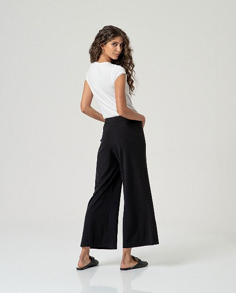 Pantalón crop ancho negro DOLORES