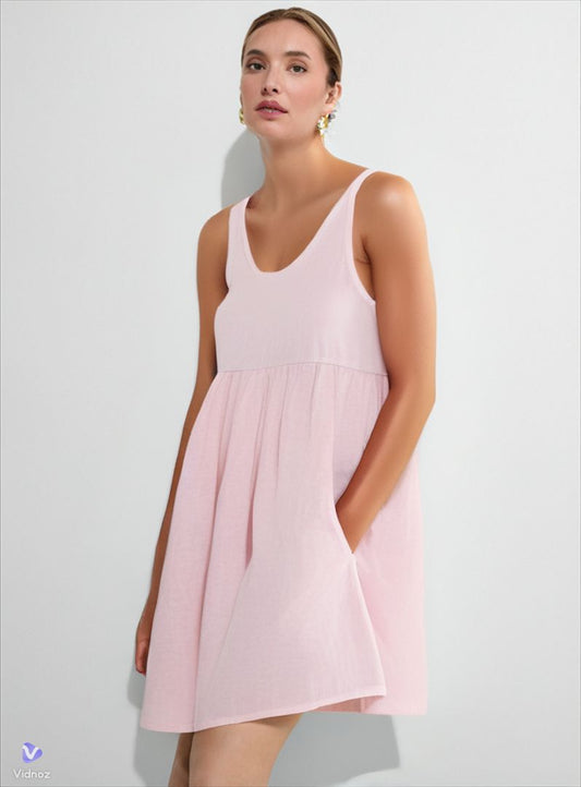 Vestido rosa de algodón BEACH