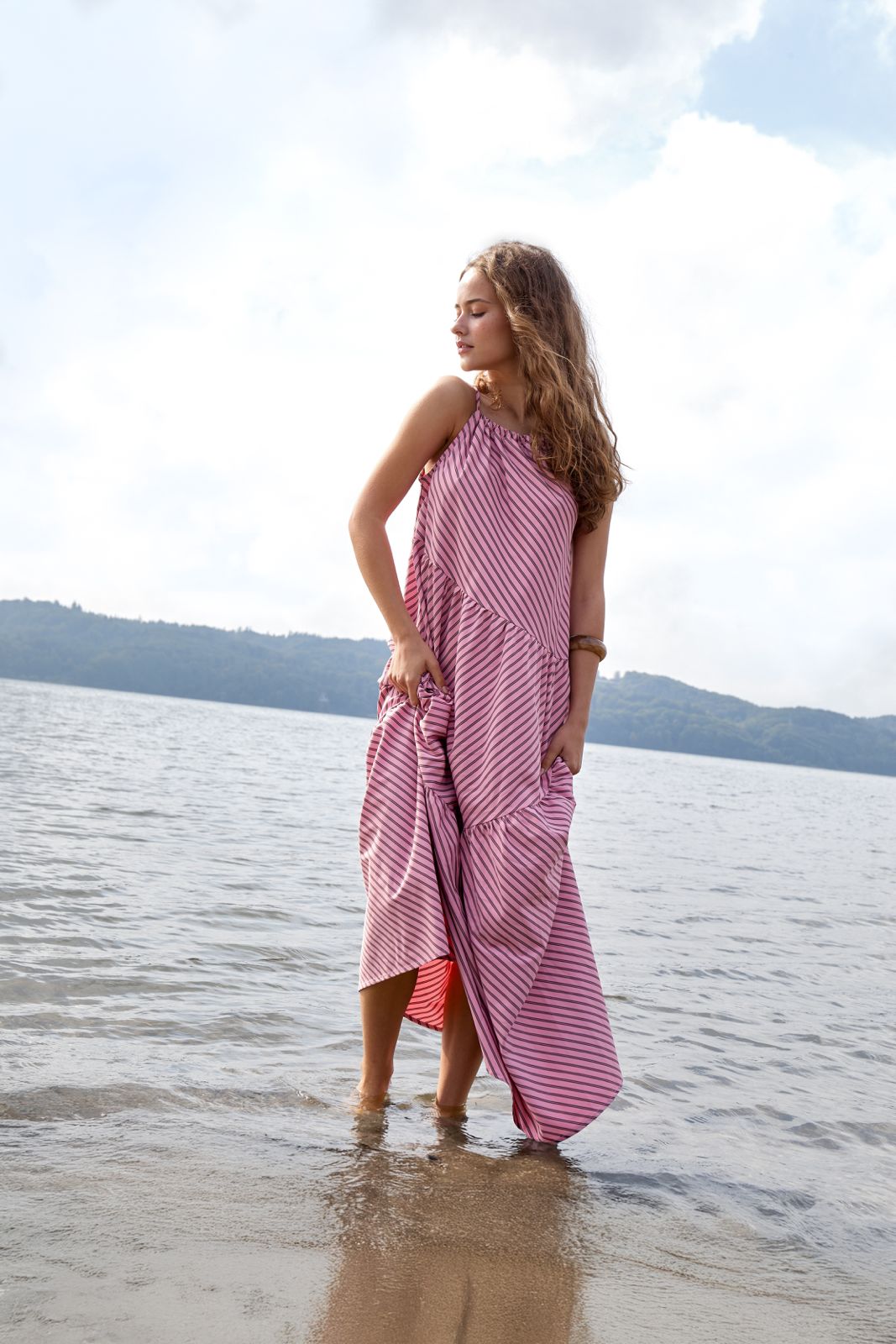 Vestido maxi rayas rosa DILAR