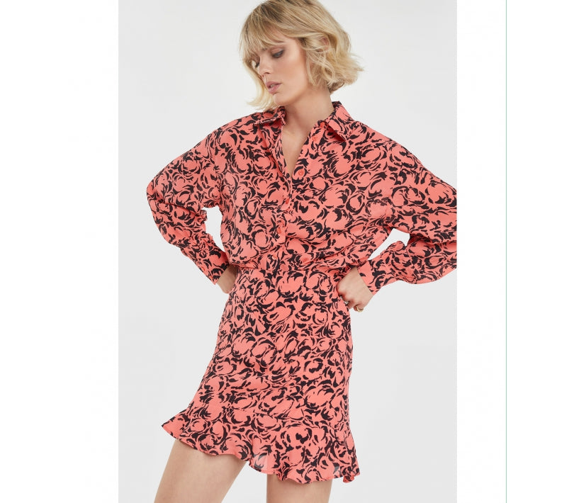 Blusa oversize estampada coral NEFELI