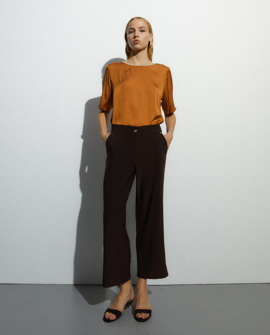 Pantalón fluido marrón DANIQUE