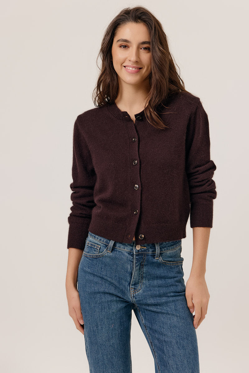 Cardigan de lana marron chocolate BEOMIA