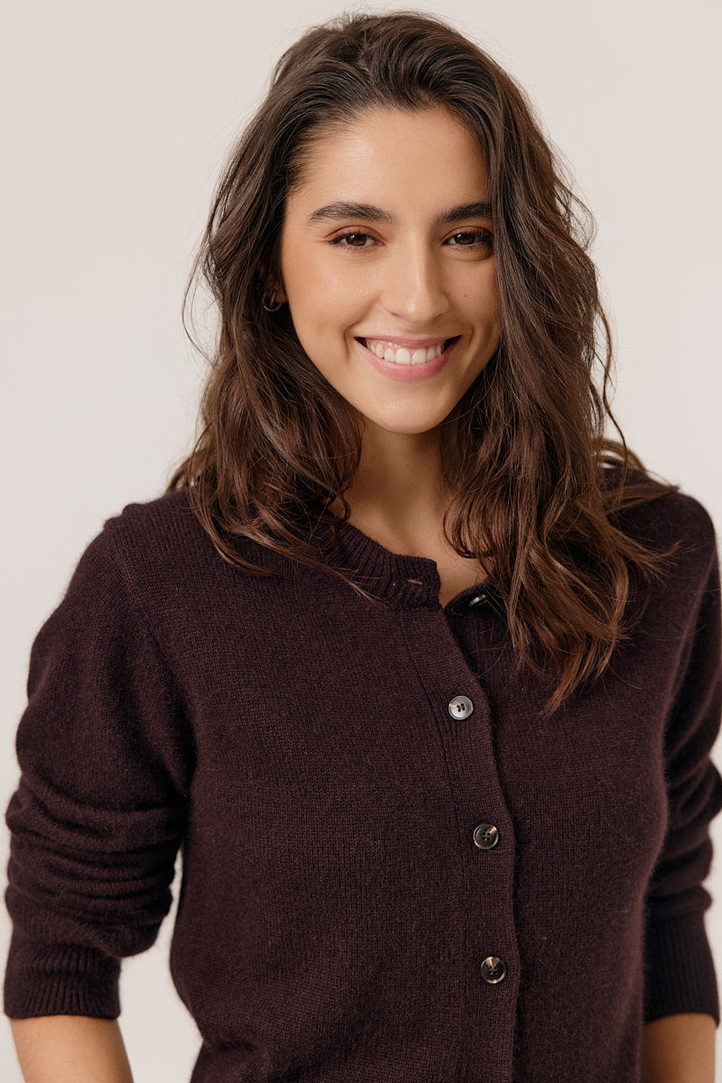Cardigan de lana marron chocolate BEOMIA