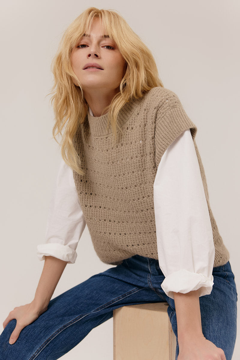 Chaleco de punto beige BERGLIND