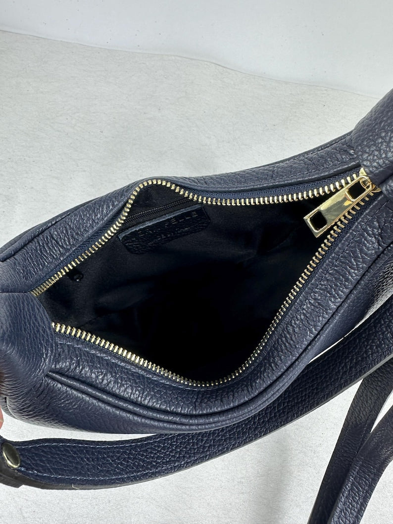 Bolso de piel marrón marino LUNA