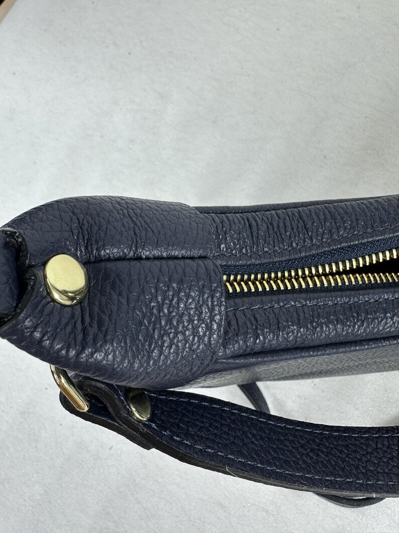 Bolso de piel marrón marino LUNA