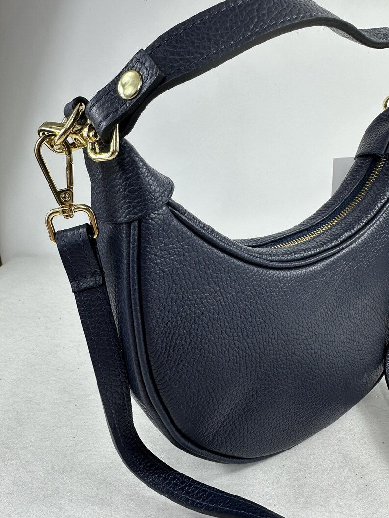 Bolso de piel marrón marino LUNA