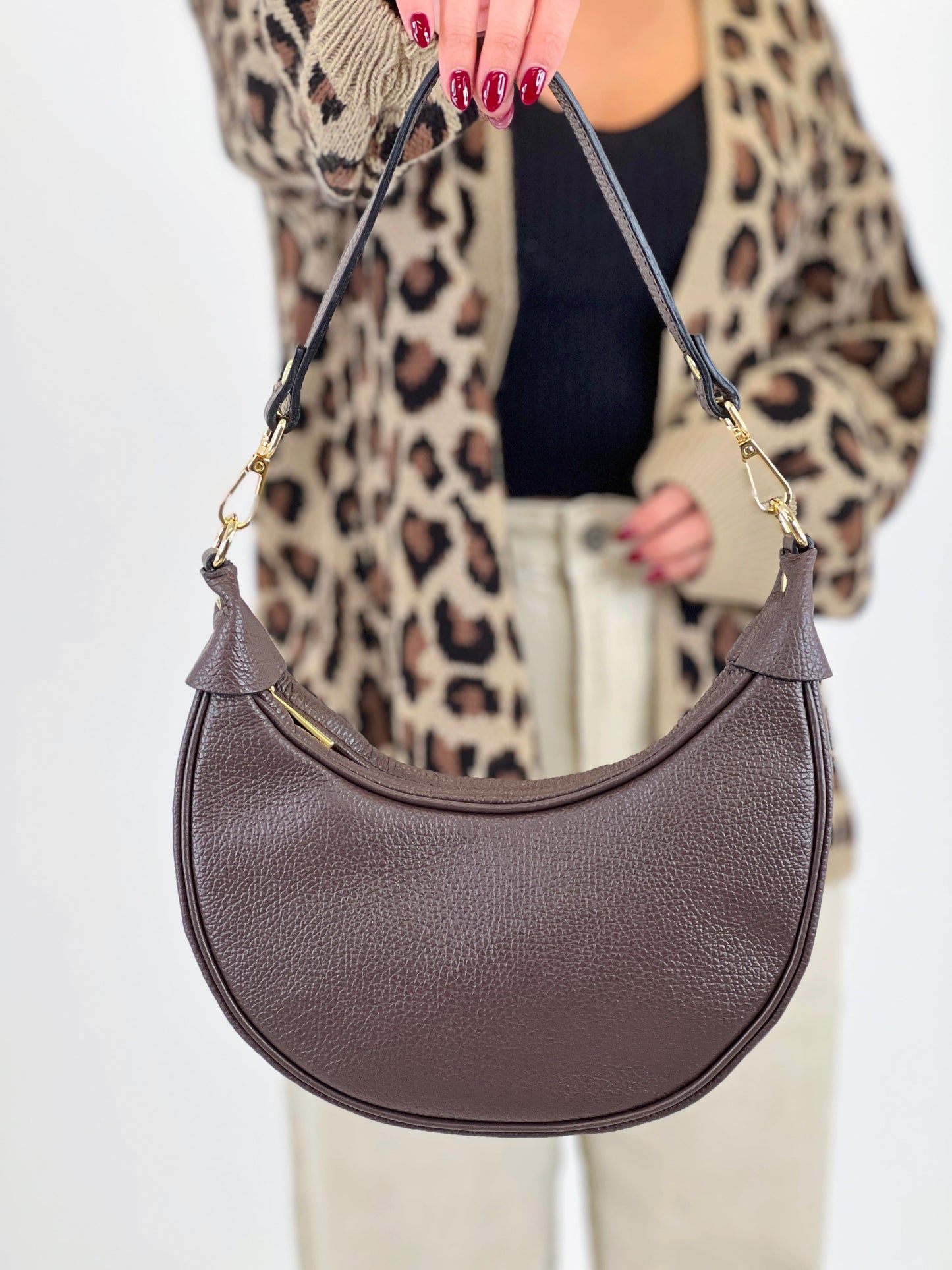 Bolso de piel marrón chocolate LUNA