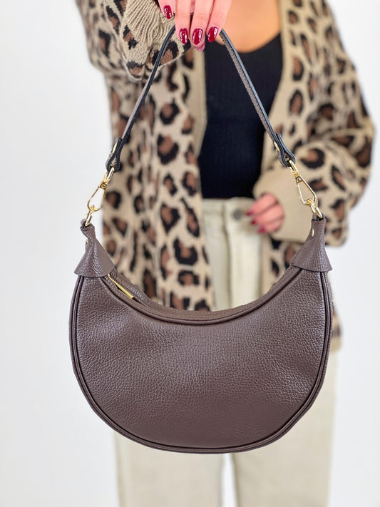 Bolso de piel marrón chocolate LUNA