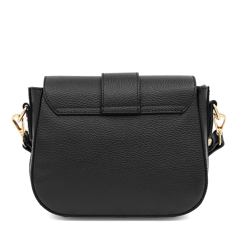 Bolso de piel con solapa negro BRENDA