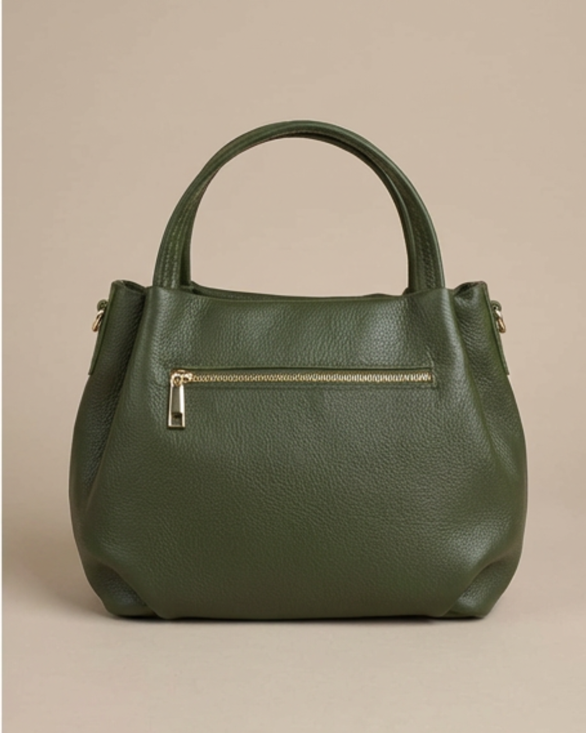 Bolso de piel con doble asa kaki GALA