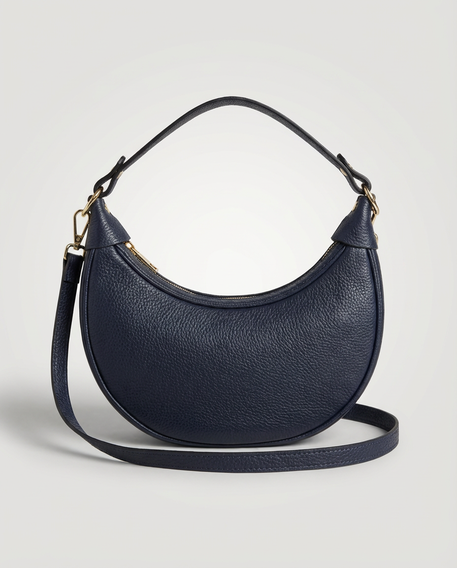 Bolso de piel azul marino LUNA