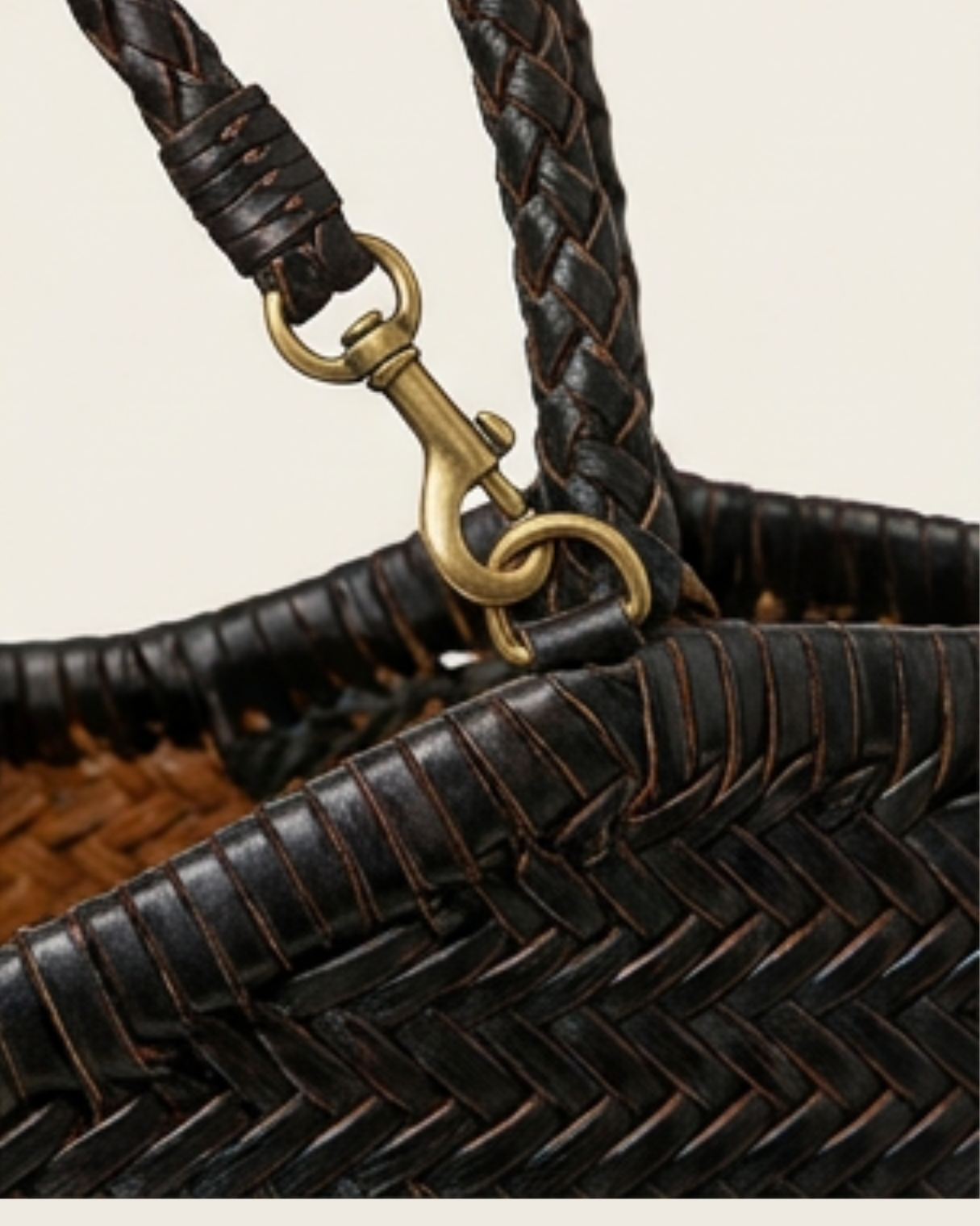 Bolso de piel trenzada negro ELOISE
