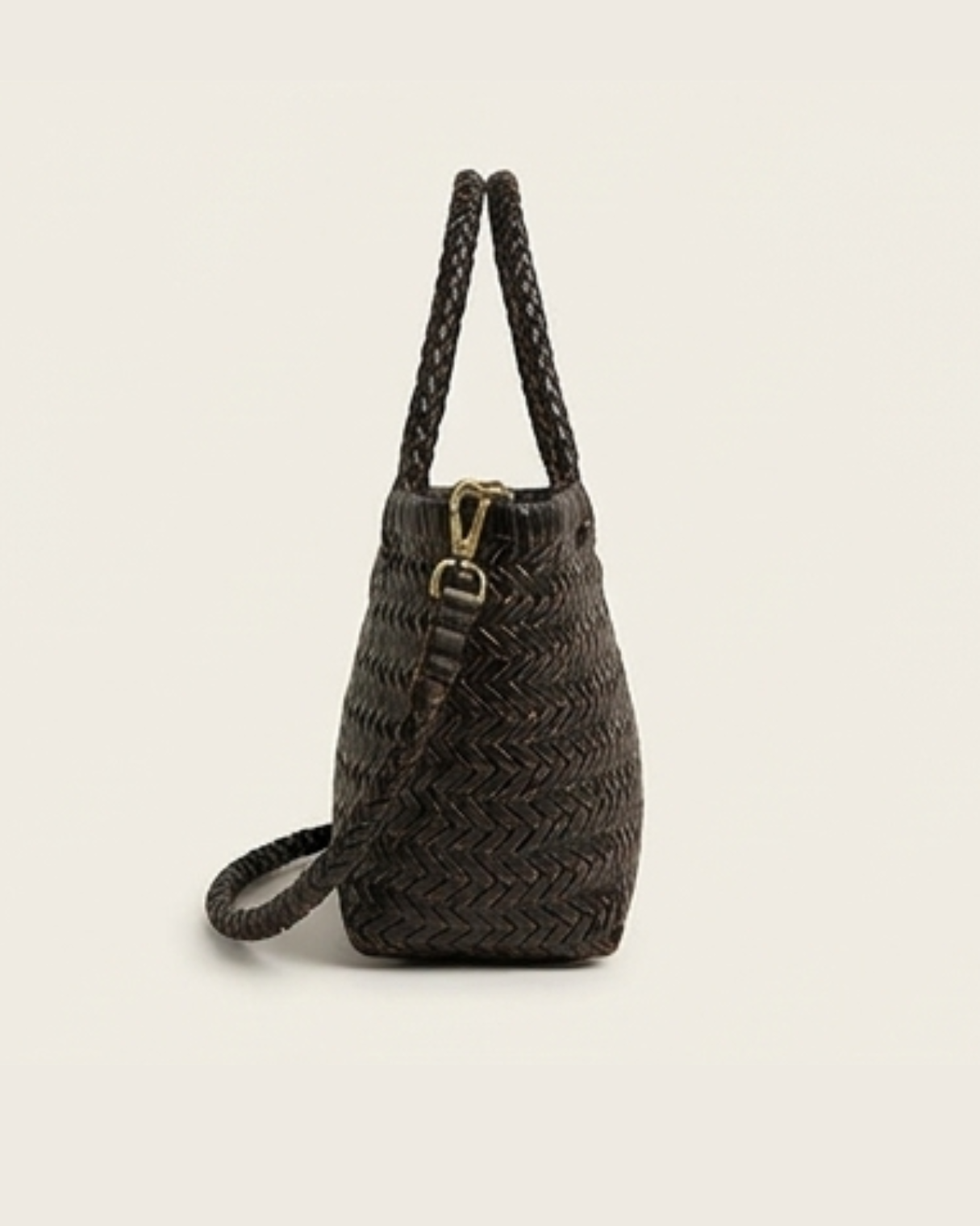 Bolso de piel trenzada negro ELOISE