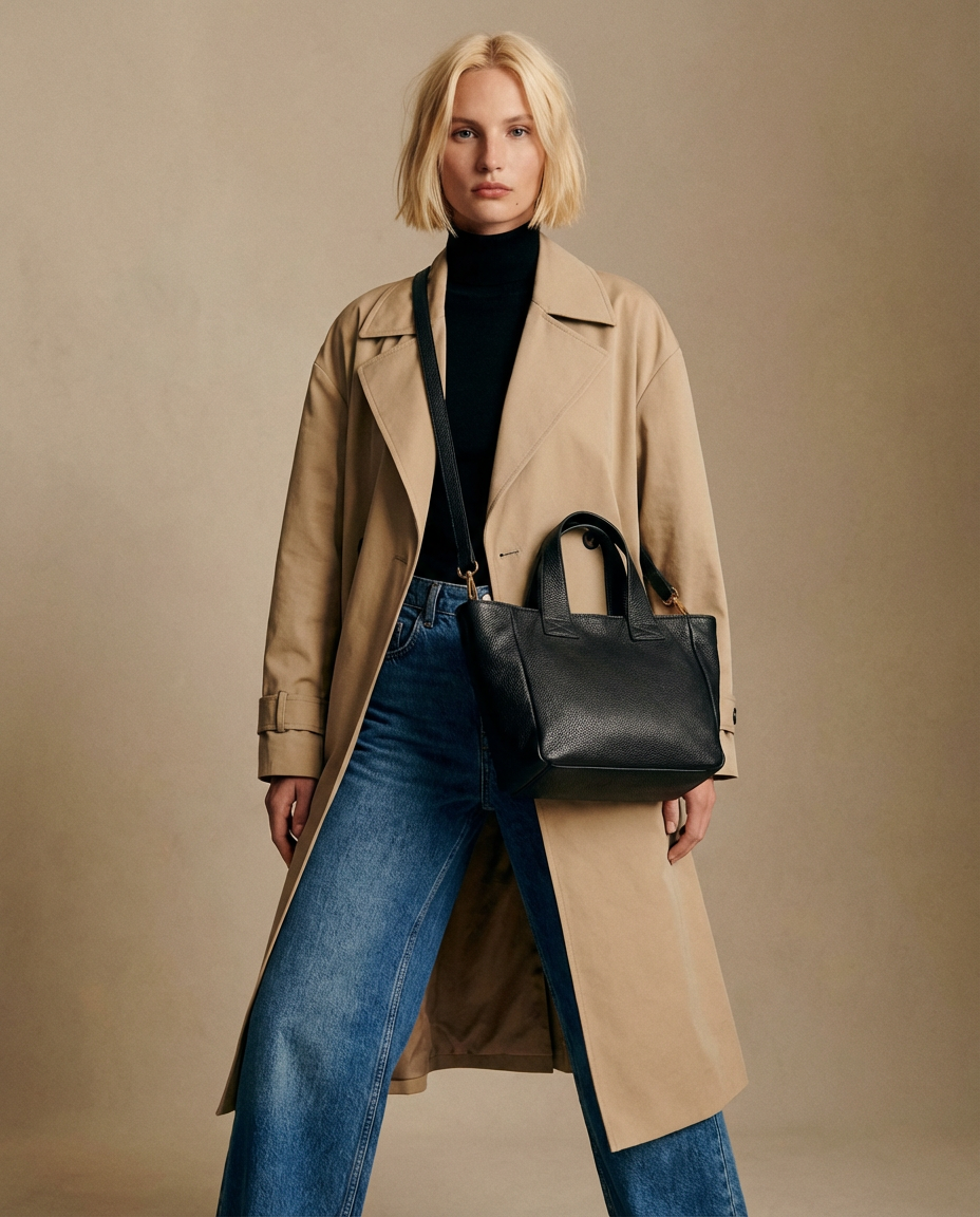 Bolso de piel negro LEONOR