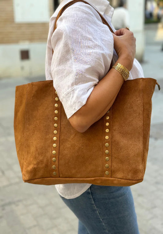 Bolso rectangular serraje camel