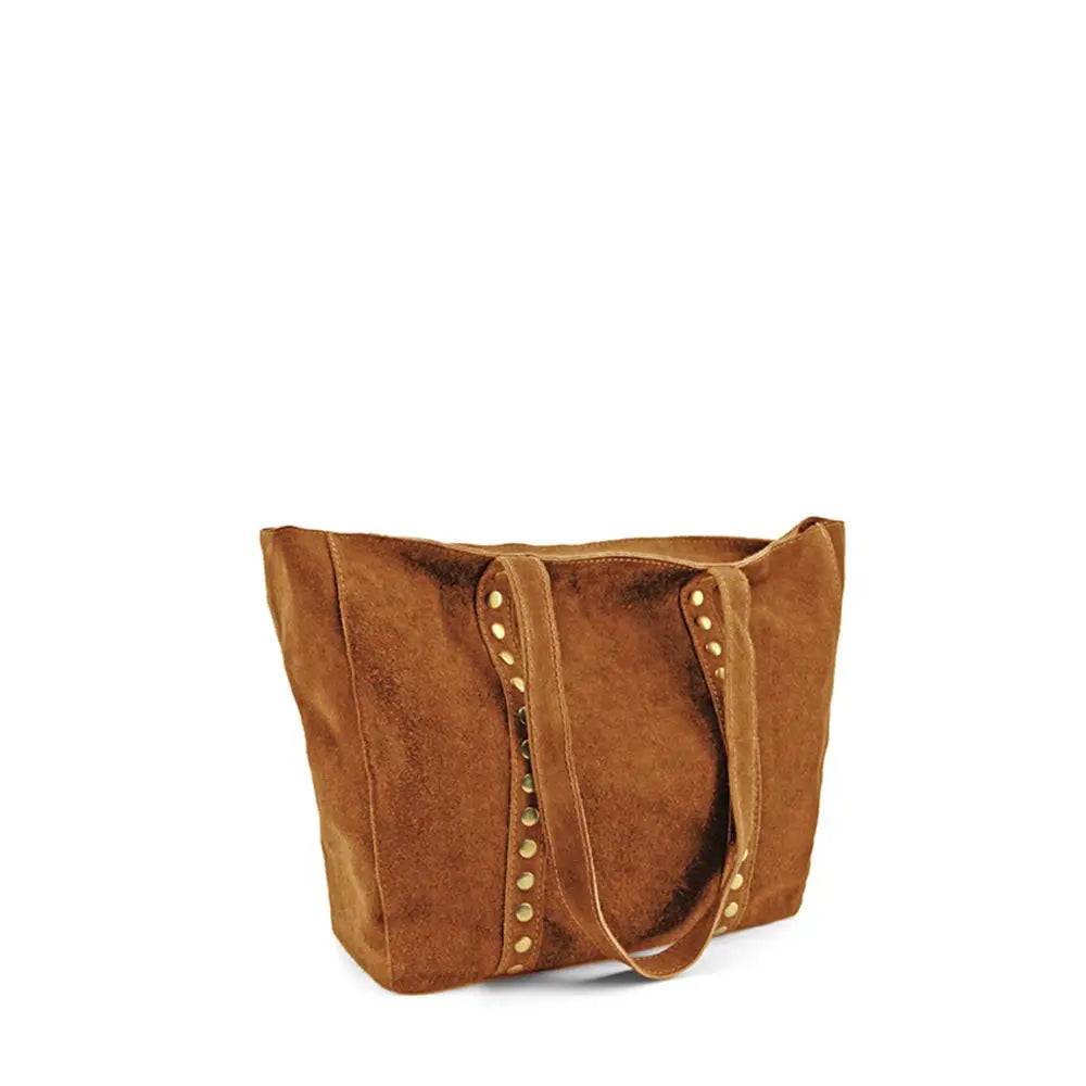 Bolso shopper de serraje camel