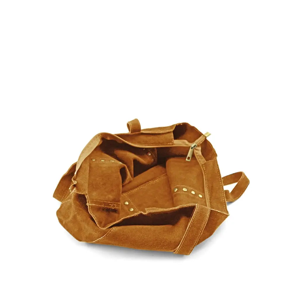 Bolso shopper de serraje camel