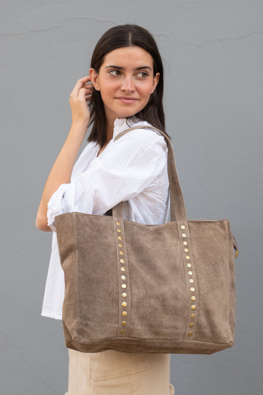 Bolso de serraje topo