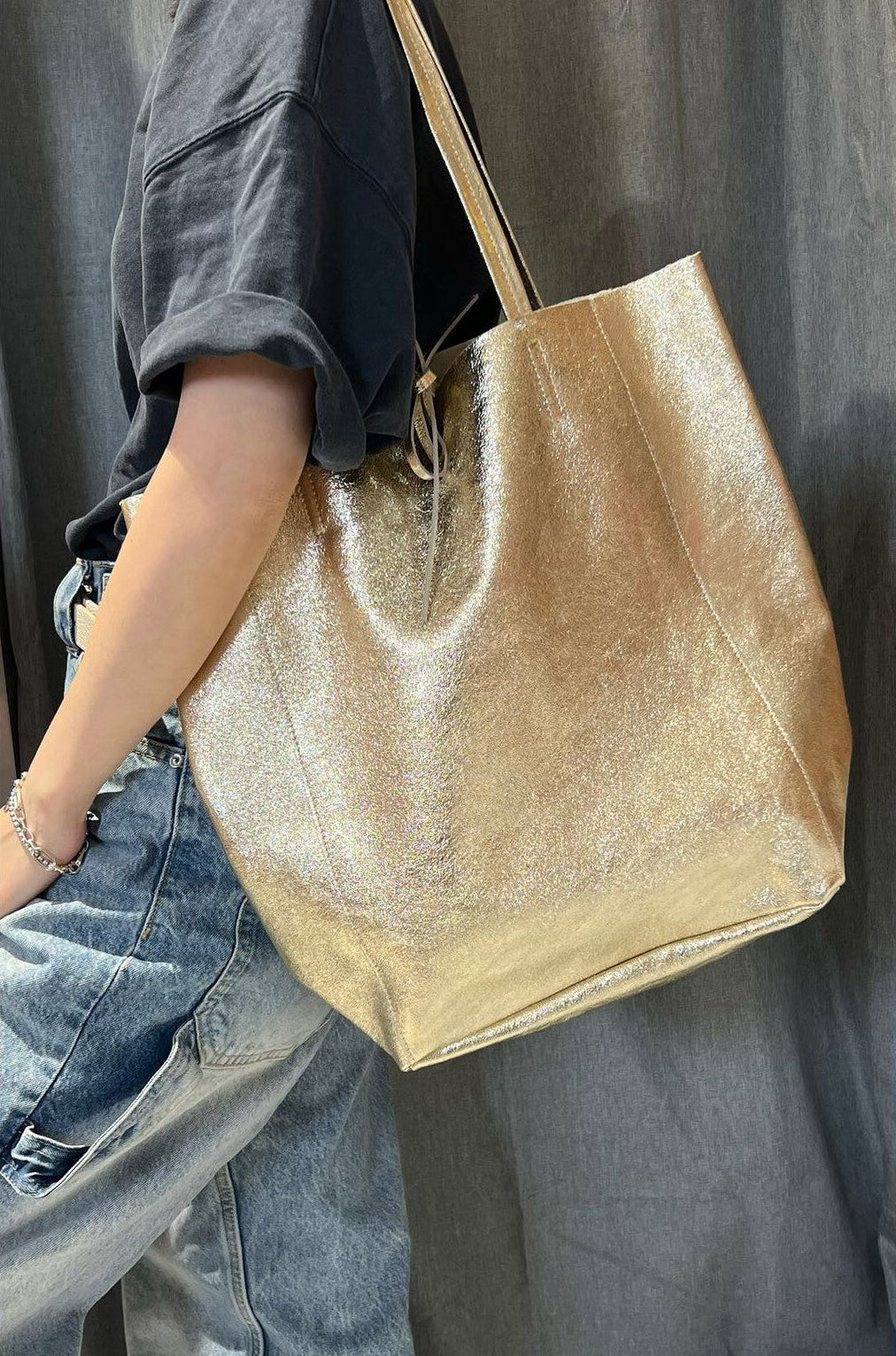 Bolso shopper BROOKLYN piel dorado